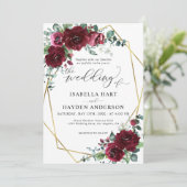 Invitation Marsala Bourgogne Rouge Floral Mariage (Debout devant)