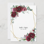 Invitation Marsala Bourgogne Rouge Floral Mariage (Dos)