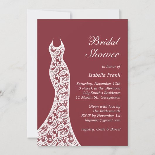 Invitation Marsala Bridal Shower (Devant)