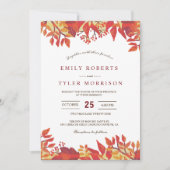 Invitation Marsala Brown Bourgogne Floral Mariage de automne (Devant)
