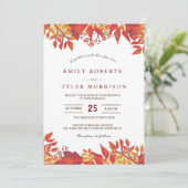 Invitation Marsala Brown Bourgogne Floral Mariage de automne (Debout devant)