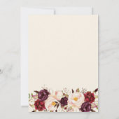 Invitation Marsala Burgandy Aquarelle Fête des mariées floral (Dos)