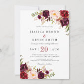 Invitation Marsala burgundy floral (Devant)