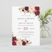 Invitation Marsala burgundy floral (Debout devant)