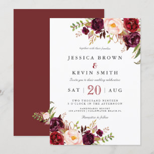 Invitation Marsala burgundy floral