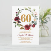 Invitation Marsala & Burgundy Wreath 60e anniversaire Invitat (Debout devant)
