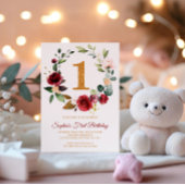 Invitation Marsala & Burgundy Wreath Premier anniversaire