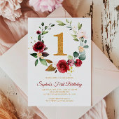 Invitation Marsala & Burgundy Wreath Premier anniversaire