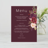 Invitation Marsala de Bourgogne et Blush Floral Menu Invitati (Debout devant)