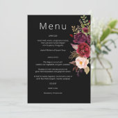 Invitation Marsala de Bourgogne et menu floral clair - Black (Debout devant)