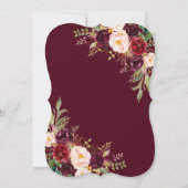 Invitation Marsala de Bourgogne Floral Antlers Monogram Maria (Dos)