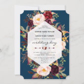 Invitation Marsala de Bourgogne Floral Mariage géométrique (Devant)