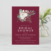 Invitation Marsala d'hiver Floral Bouquet Fête des mariées (Debout devant)