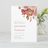 Invitation Marsala Elegant Aquarelle Floral Mariage (Debout devant)