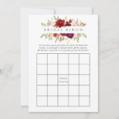 Invitation Marsala et Blush Floral Fête des mariées Bingo (Devant)