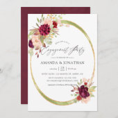 Invitation Marsala et Blush Geometry Engagement Party (Devant / Derrière)