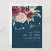 Invitation Marsala et Fête des mariées florale rose pâle (Devant)