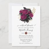 Invitation Marsala et floral doré virtuel Shower (Devant)