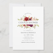 Invitation Marsala et floral rose pour un Shower de Couple (Devant)