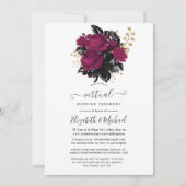 Invitation Marsala et Gold Floral Mariage virtuel (Devant)