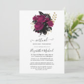Invitation Marsala et Gold Floral Mariage virtuel (Debout devant)