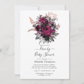 Invitation Marsala et Rose Gold Floral Drive par douche (Devant)