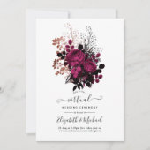Invitation Marsala et Rose Gold Floral Mariage virtuel (Devant)