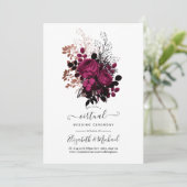 Invitation Marsala et Rose Gold Floral Mariage virtuel (Debout devant)
