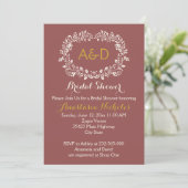 Invitation Marsala feuillage couronne mariage douche nuptiale (Debout devant)
