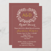 Invitation Marsala feuillage couronne mariage douche nuptiale (Devant / Derrière)