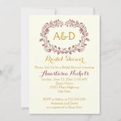 Invitation Marsala feuillage & initiales douche mariage nupti (Devant)