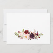 Invitation Marsala Floral Automne Gold Dinner Card (Dos)