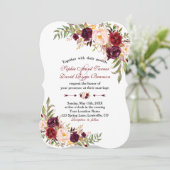 Invitation Marsala Floral Burgundy Stripes Mariage (Debout devant)