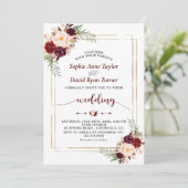 Invitation Marsala Floral Mariage unique de Bourgogne (Debout devant)