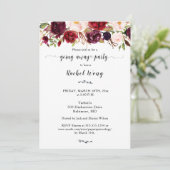 Invitation Marsala Floral Se Déplacer Parti Photo (Debout devant)