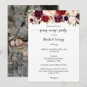 Invitation Marsala Floral Se Déplacer Parti Photo (Devant / Derrière)