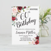 Invitation Marsala Floral Surprise 60th Birthday (Debout devant)