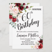 Invitation Marsala Floral Surprise 60th Birthday (Devant / Derrière)