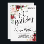 Invitation Marsala Floral Surprise 60th Birthday<br><div class="desc">Bourgogne Surprise Invitation 60e Anniversaire, invitation Floral Rouge Anniversaire, Marsala Surprise Invitation Anniversaire. Cliquez sur le bouton personnaliser pour plus de flexibilité dans la modification du texte ou le déplacement des graphiques. Contactez-nous si vous avez besoin que cette conception s'applique à un produit spécifique pour créer votre propre article correspondant...</div>