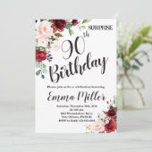 Invitation Marsala Floral Surprise 90e anniversaire (Debout devant)