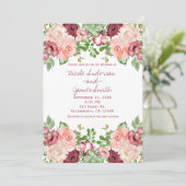 Invitation Marsala Maroon Bourgogne Rustique Floral Mariage (Debout devant)