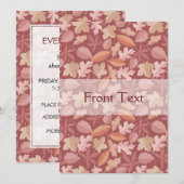Invitation Marsala motif feuille (Devant / Derrière)