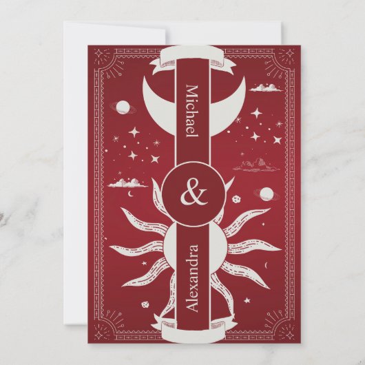 Invitation Marsala mystique et Mariage de la Lune Solaire Arg (Dos)