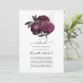 Invitation Marsala, noir et argent Floral Mariage virtuel (Debout devant)
