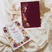 Invitation Marsala Orange Fall Floral Crest Fête des mariées