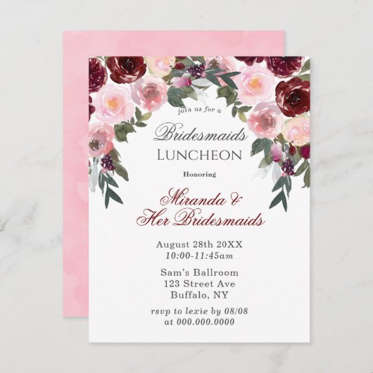 Invitation Marsala Peony Peony Peony Peony Luncheon En (Devant / Derrière)