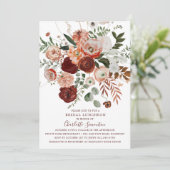 Invitation Marsala Pink Terracotta Floral Bride déjeuner Inv (Debout devant)
