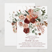 Invitation Marsala Pink Terracotta Floral Bride déjeuner Inv (Devant / Derrière)