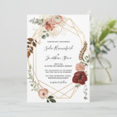 Invitation Marsala Pink Terracotta Floral Mariage géométrique (Debout devant)