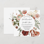 Invitation Marsala Pink Terracotta Orange Floral Mariage Inv (Devant / Derrière)